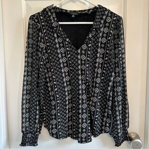 Lucky Brand Black and White Blouse, Size S